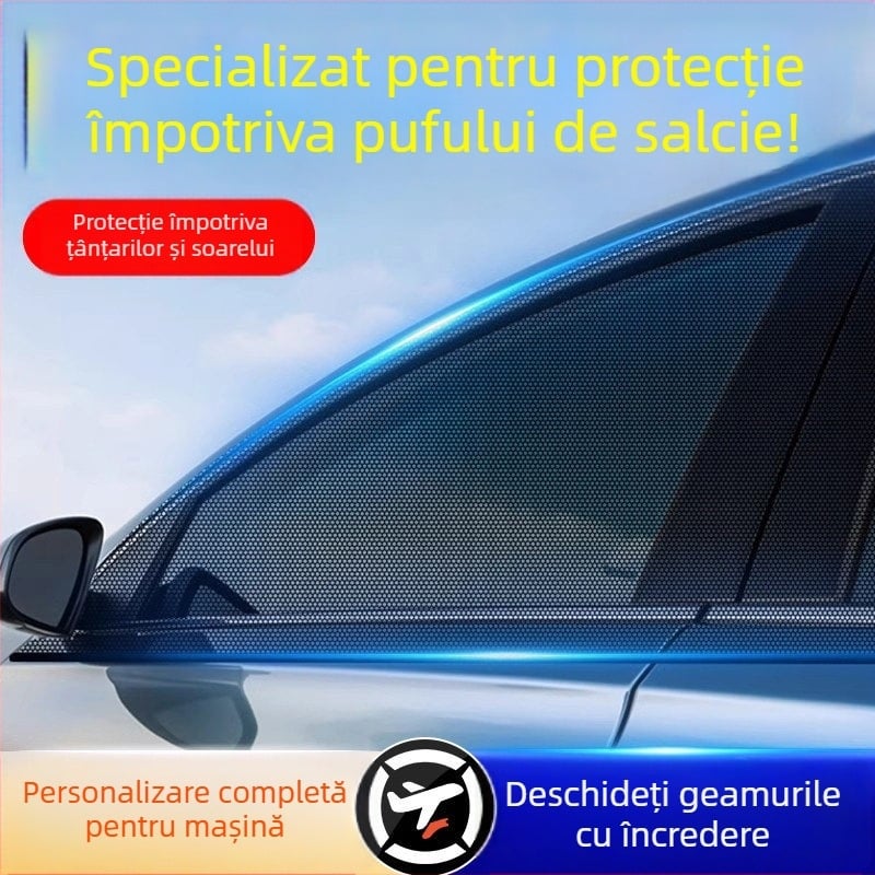 Plasă anti-țânțari pentru geamul auto, cu perdea de umbrire, universală pentru geamul lateral