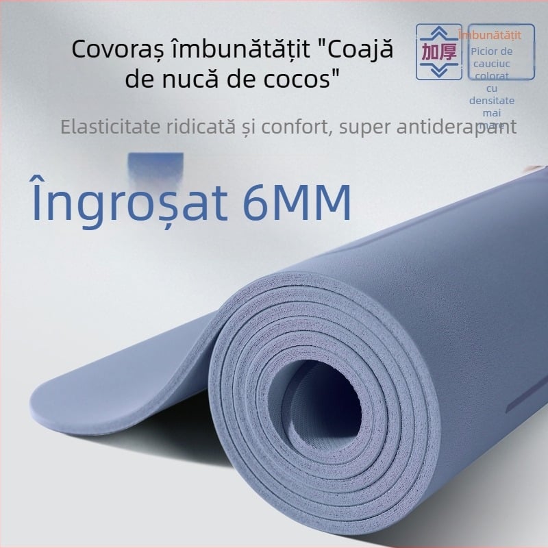 Covoraș de yoga, 6 mm grosime, poliuretan + cauciuc natural, 4 kg, linii de ghidare a posturii, origine Guangdong Dongguan