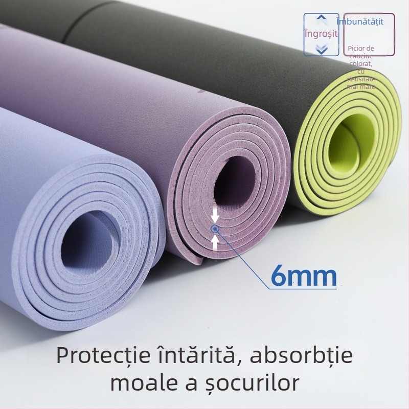 Covoraș de yoga, 6 mm grosime, poliuretan + cauciuc natural, 4 kg, linii de ghidare a posturii, origine Guangdong Dongguan