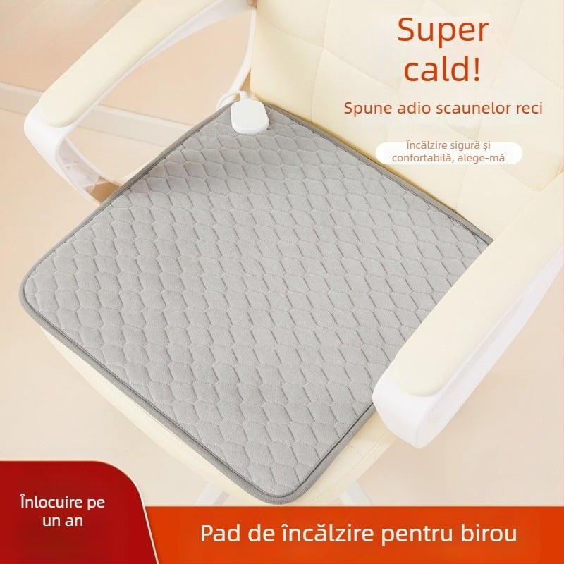 Perna încălzită pentru scaun de birou, suprafață din fleece de blană de iepure, alimentare USB, design încălzire talpă