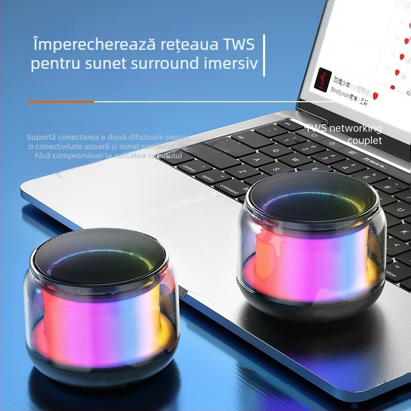 Ivivo Difuzor Bluetooth S100 Mini pentru birou — sunet de înaltă calitate, 5W, Bluetooth 5.0, 100Hz-20kHz, SNR ≥70dB, baterie încorporată 300–500mAh