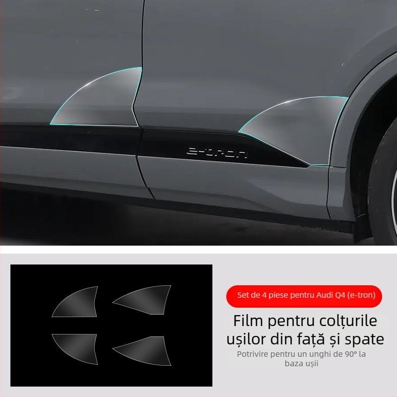 Chiwick TPU film protector transparent pentru Audi Q4 e-tron: protecția colțurilor ușilor din față și din spate și a pragurilor laterale ale caroseriei