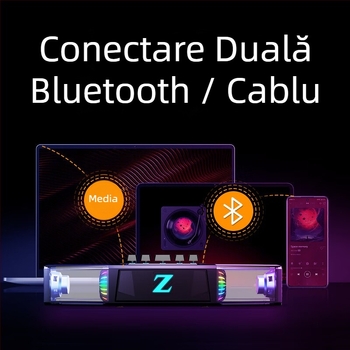 Boxă desktop pentru jocuri cu microfon, Bluetooth dual-mod și conexiune prin cablu, 20W, 100Hz-20kHz, sunet stereo