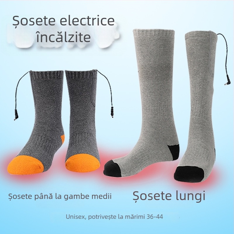 Șosete încălzite din bumbac, unisex, reîncărcabile, cu temperatură reglabilă