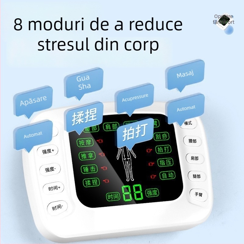 Jiarui Jr-328 Masaj EMS portabil cu USB - dispozitiv de terapie cu impulsuri pentru gât, spate, talie, șolduri și picioare