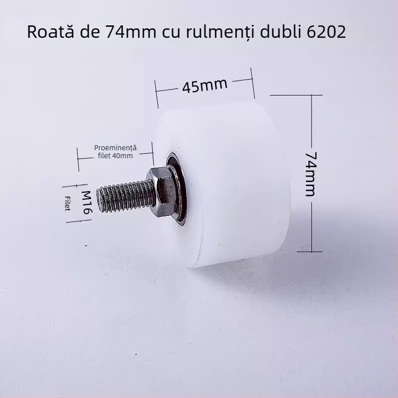 Roată fixă de ridicare din oțel inoxidabil 304, cu roată pentru șine Ø35mm, ax M8, model 4516, sarcină maximă 100