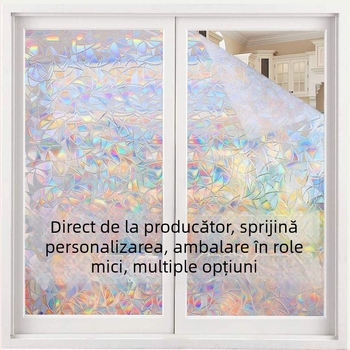 Film de geam PVC 3D electrostatic curcubeu – fără adeziv, UV rezistent, intimitate, pentru living, dormitor, baie