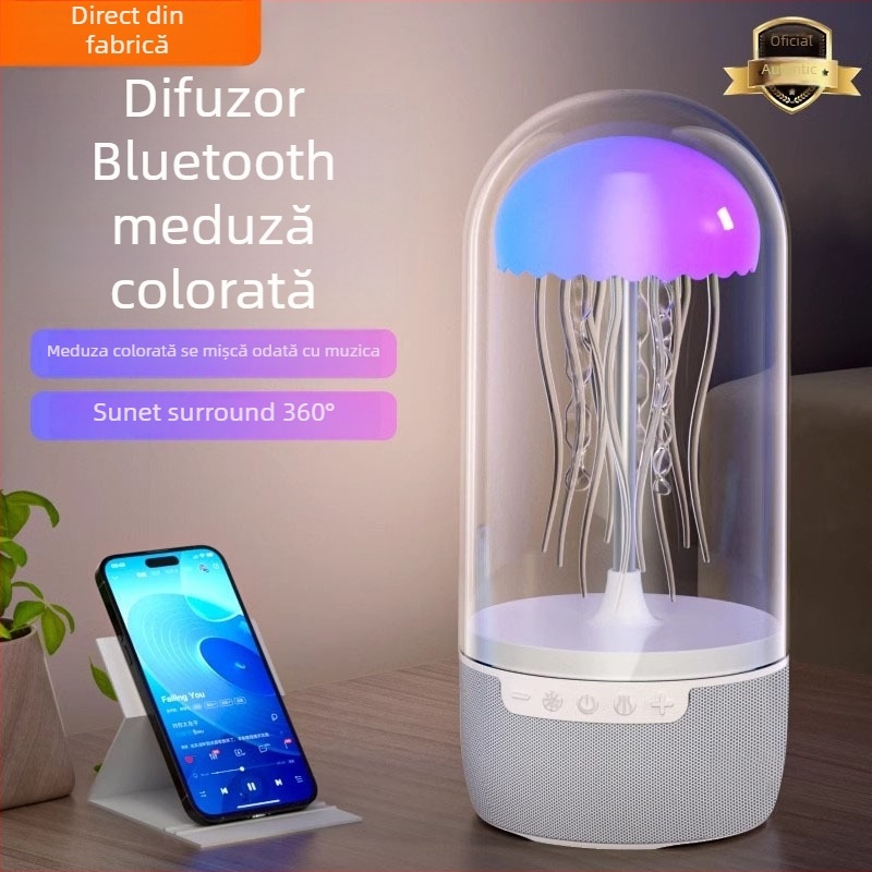 Boxă Bluetooth în formă de meduză pentru uz casnic, decor compact de birou, baterie încorporată de 1000–1200 mAh — Bluetooth 5.0, 5W, 100 Hz-20 kHz, distanță efectivă 10 m.