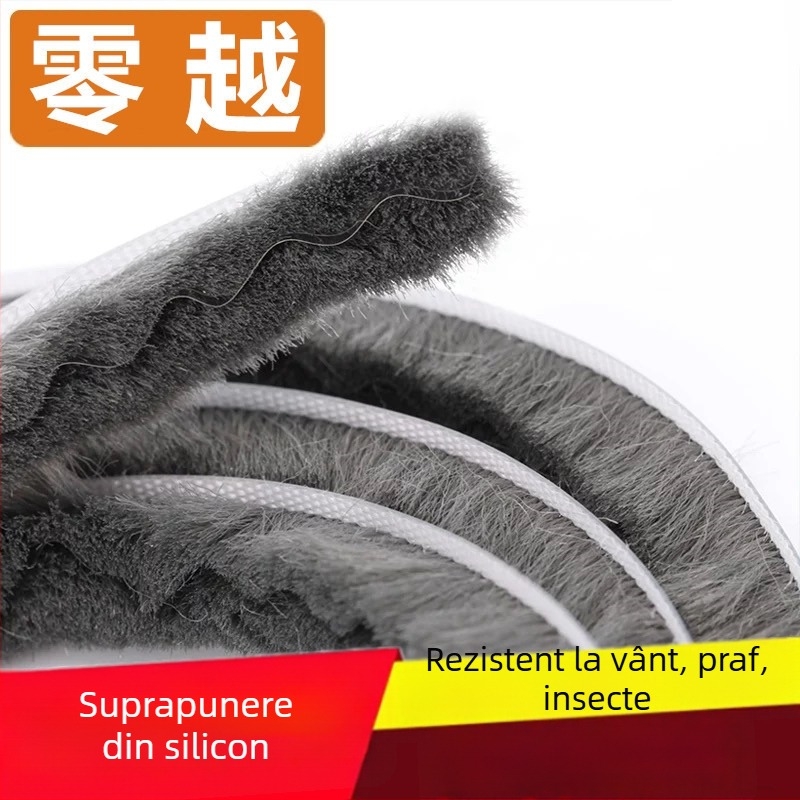 Bandă de etanșare tip canal pentru uși și ferestre din aluminiu – vârf siliconizat, impermeabilă, protecție împotriva prafului, insectelor și vântului, stil modern minimalist