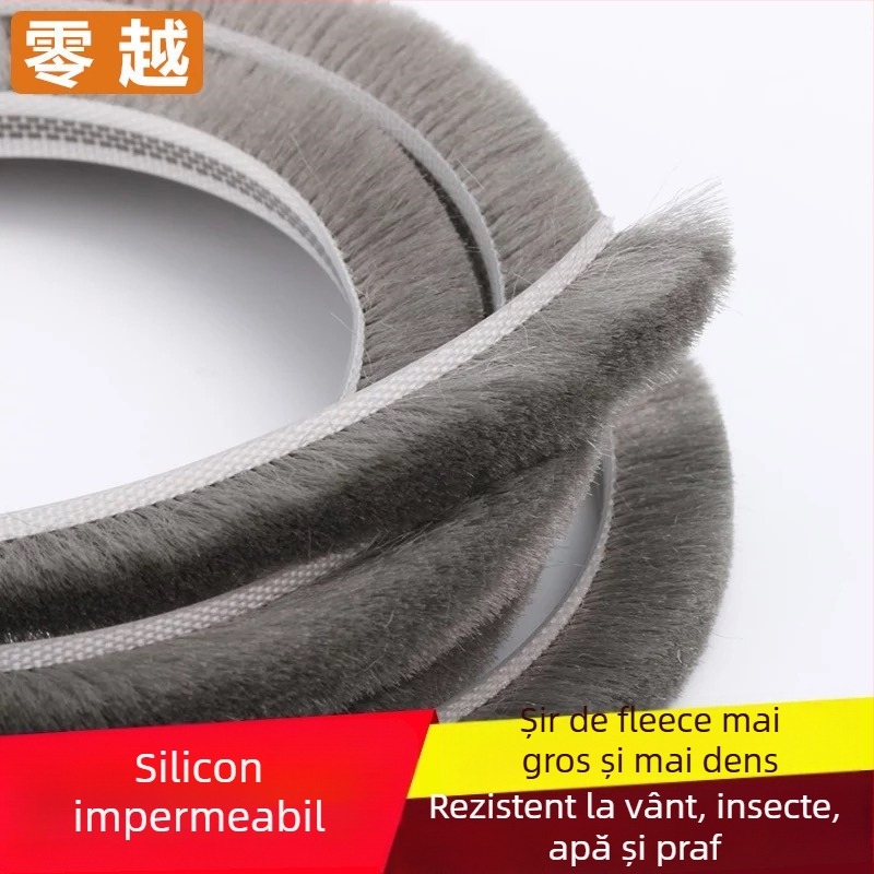 Bandă de etanșare tip canal pentru uși și ferestre din aluminiu – vârf siliconizat, impermeabilă, protecție împotriva prafului, insectelor și vântului, stil modern minimalist