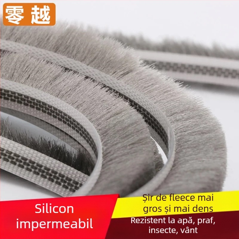 Bandă de etanșare tip canal pentru uși și ferestre din aluminiu – vârf siliconizat, impermeabilă, protecție împotriva prafului, insectelor și vântului, stil modern minimalist