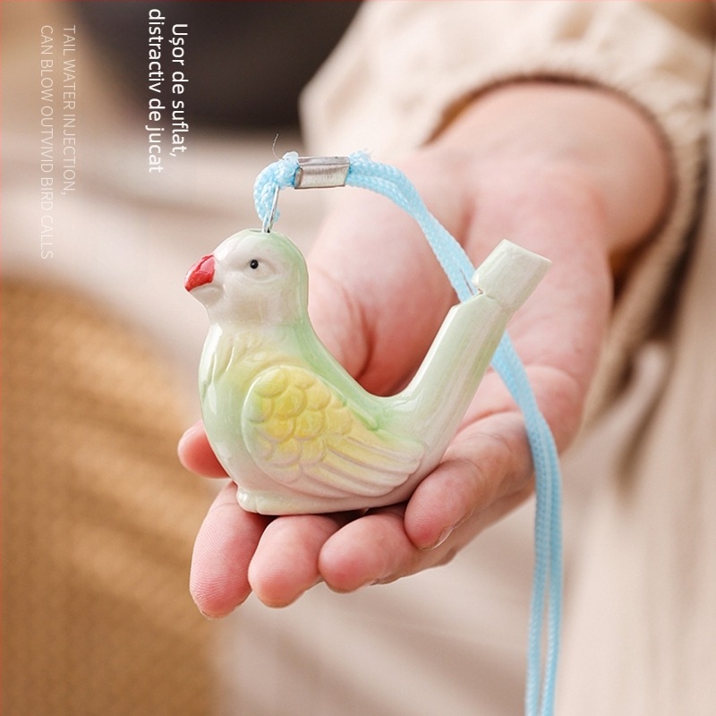 Fluier din porțelan pentru animale cu pandantiv din șnur, ocarină ceramică Yuling în stil chinezesc