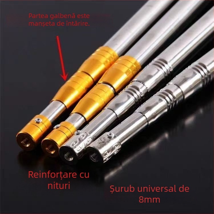 Ţeavă din oțel inoxidabil pentru plasă de pescuit, cu furcă multifuncțională, telescopică, 3–6 secțiuni, pliabilă, compatibilă cu capul de plasă, culegător de fructe, cuțit și cârlig