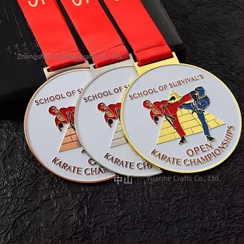 Plachetă-medalie din aliaj de zinc, personalizabilă cu logo imprimat, pentru judo, kung fu, karate și taekwondo