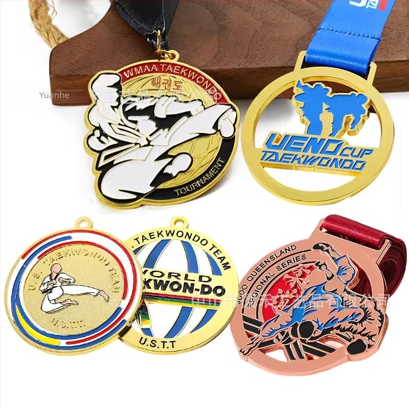Plachetă-medalie din aliaj de zinc, personalizabilă cu logo imprimat, pentru judo, kung fu, karate și taekwondo