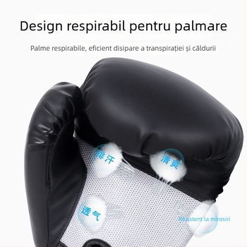 Mănuși de box, material PU, design vertical, brand Peace and Prosperity, ediție pentru copii, pentru arte marțiale, fitness și autoapărare.