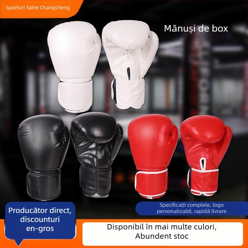 Mănuși de box, material PU, design vertical, brand Peace and Prosperity, ediție pentru copii, pentru arte marțiale, fitness și autoapărare.