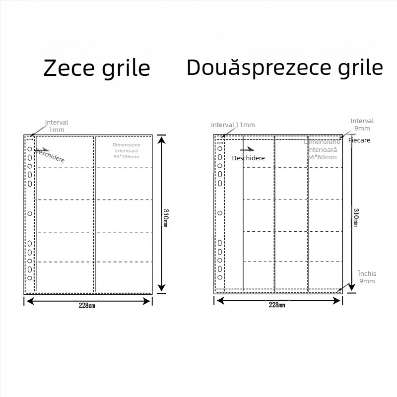Album foto cu foi detașabile, copertă PP, legare cu 10 inele, 10 pagini interioare, potrivit pentru fotografii obișnuite