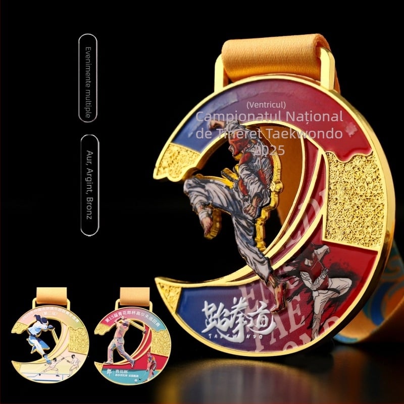 Medalie metal Taekwondo – Personalizabilă, memorială pentru competiții, cadou de afaceri (Material: aliaj de zinc)