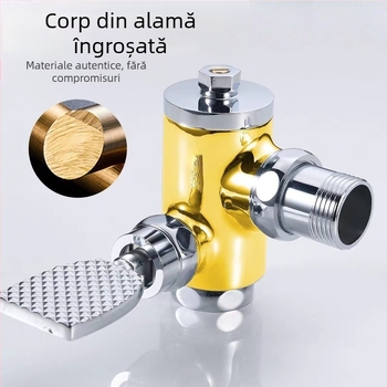 Supapă de spălare cu pedale pentru toaletă, model 90° unghi, timp de spălare 3–8 s, diametru ieșire 1 inch, presiune apă 0.1–1.0 MPa