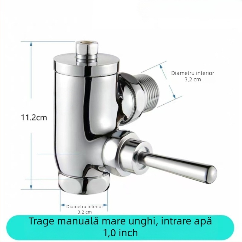 Supapă de spălare cu pedale pentru toaletă, model 90° unghi, timp de spălare 3–8 s, diametru ieșire 1 inch, presiune apă 0.1–1.0 MPa