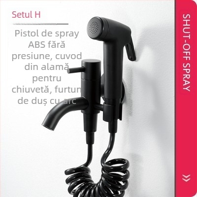 Set spray pentru bidet cu booster pentru toaletă — ABS, ieșire apă fără presiune, curățare podea, toaletă, balcon