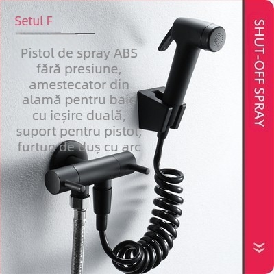 Set spray pentru bidet cu booster pentru toaletă — ABS, ieșire apă fără presiune, curățare podea, toaletă, balcon