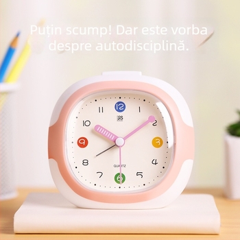 Ceas deșteptător pentru elevi – silențios, simplu, cu afișaj analogic, alimentat cu baterie uscată, carcasă din plastic
