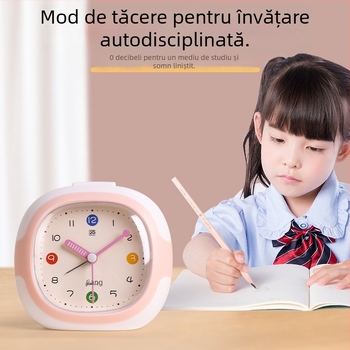 Ceas deșteptător pentru elevi – silențios, simplu, cu afișaj analogic, alimentat cu baterie uscată, carcasă din plastic