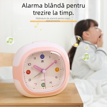 Ceas deșteptător pentru elevi – silențios, simplu, cu afișaj analogic, alimentat cu baterie uscată, carcasă din plastic