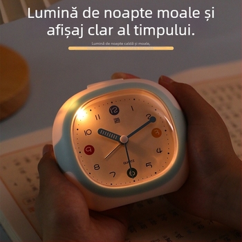 Ceas deșteptător pentru elevi – silențios, simplu, cu afișaj analogic, alimentat cu baterie uscată, carcasă din plastic