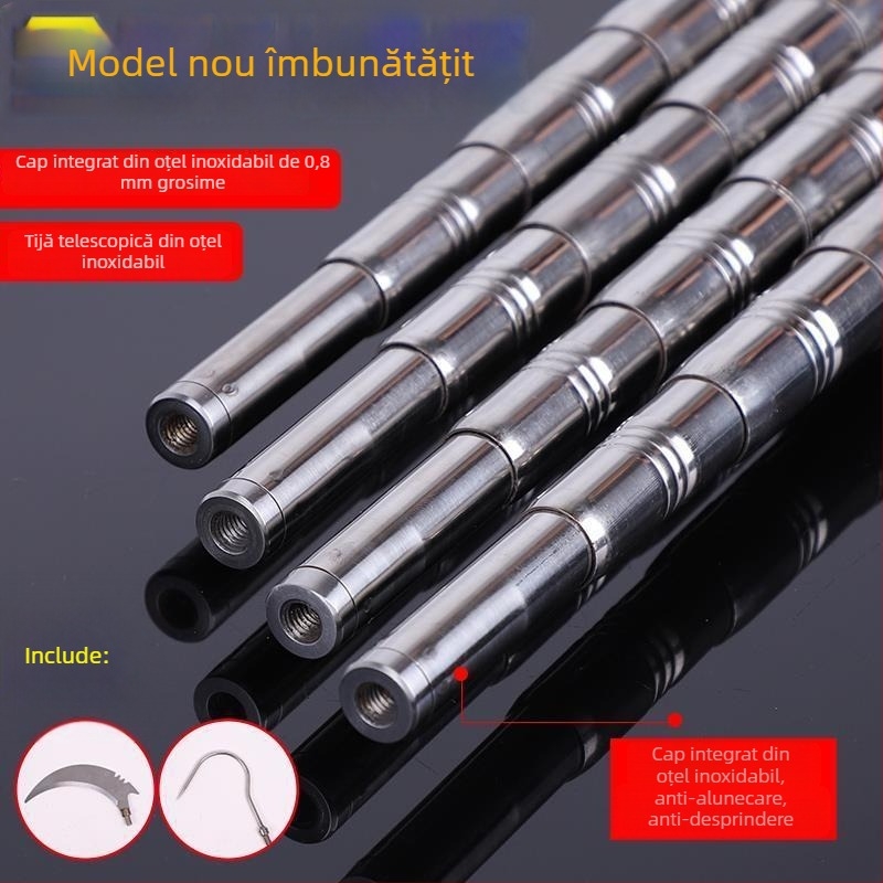 Țeavă telescopic din oțel inoxidabil, reglabilă și extensibilă, pentru cules fructe, suliță de pescuit, stâlp pentru nuca de betel și stâlp pentru con de pin, grosime 0,8 mm