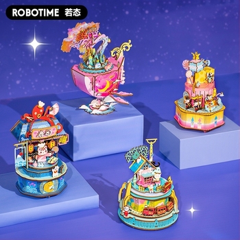 Puzzle 3D din lemn cu muzică DIY, fabricat manual, model Ruotai, jucărie educativă, cutie cadou