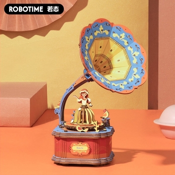 Puzzle 3D din lemn cu muzică DIY, fabricat manual, model Ruotai, jucărie educativă, cutie cadou