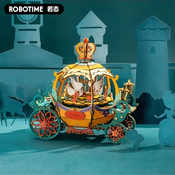 Puzzle 3D din lemn cu muzică DIY, fabricat manual, model Ruotai, jucărie educativă, cutie cadou