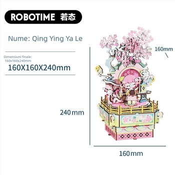 Puzzle 3D din lemn cu muzică DIY, fabricat manual, model Ruotai, jucărie educativă, cutie cadou