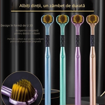 Periuță de dinți cu trei fețe, cu peri moi pentru adulți, curățare 3D fără unghiuri moarte, model 029, pentru uz casnic