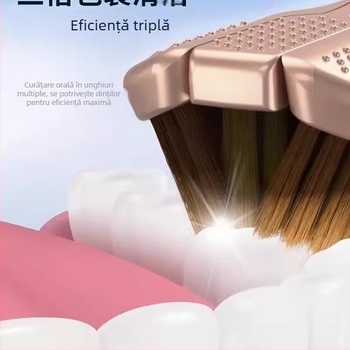 Periuță de dinți cu trei fețe, cu peri moi pentru adulți, curățare 3D fără unghiuri moarte, model 029, pentru uz casnic