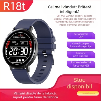 Bratara inteligenta R18t cu ecran tactil complet, monitorizare puls si tensiune arteriala, impermeabila, Bluetooth, autonomie baterie 7–14 zile.