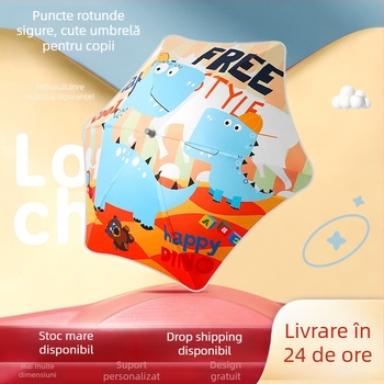 Umbrelă pentru copii, ușoară, 6 spițe, șaft din aliaj, mâner din plastic, deschidere manuală, țesătură 190T, logo imprimat