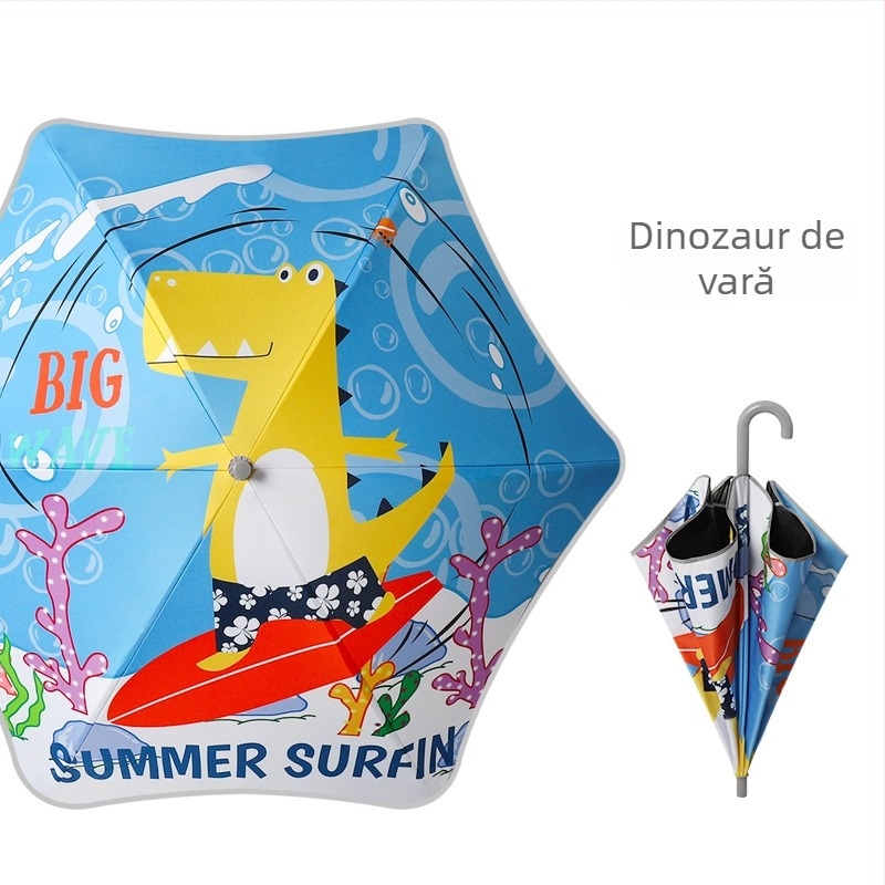 Umbrelă pentru copii, ușoară, 6 spițe, șaft din aliaj, mâner din plastic, deschidere manuală, țesătură 190T, logo imprimat