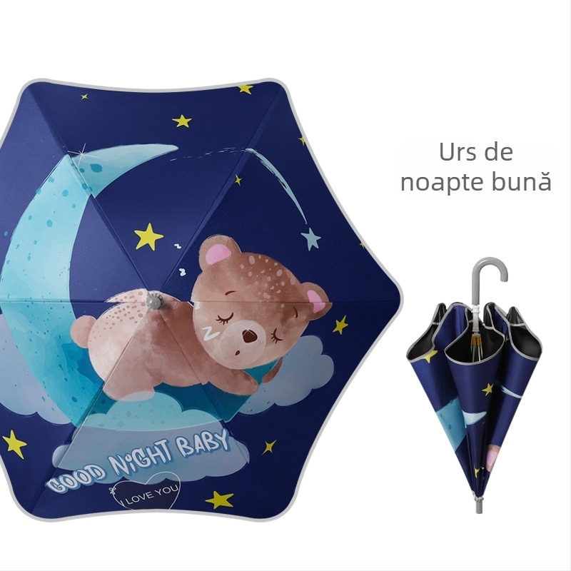 Umbrelă pentru copii, ușoară, 6 spițe, șaft din aliaj, mâner din plastic, deschidere manuală, țesătură 190T, logo imprimat