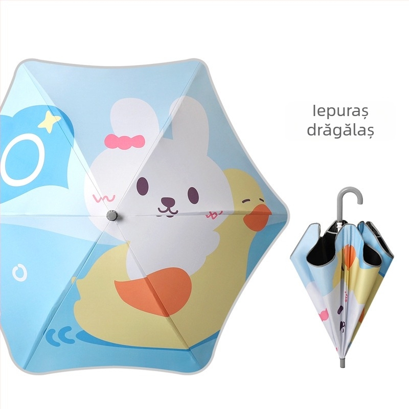 Umbrelă pentru copii, ușoară, 6 spițe, șaft din aliaj, mâner din plastic, deschidere manuală, țesătură 190T, logo imprimat