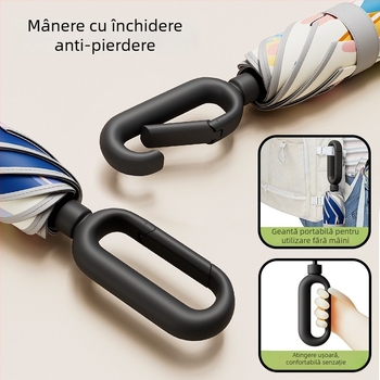 Umbrelă pentru copii cu 6 arcuri, design desen animat, margine rotunjită de siguranță, țesătură 190T, arcuri din fibră, tijă din oțel, deschidere și închidere manuală