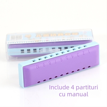 Harmonica cu 10 guri KS1001C, capac ABS și guri din rășină, pentru educație muzicală la grădiniță și școala primară
