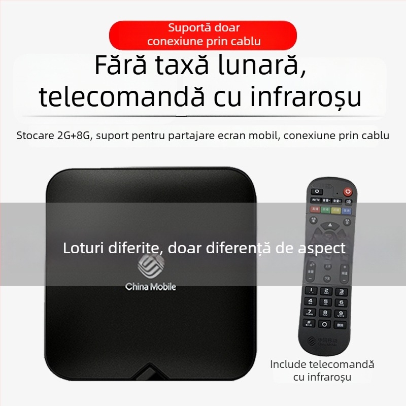 Box TV 4K cu Wi-Fi, slot TF, telecomandă Bluetooth, 16GB stocare