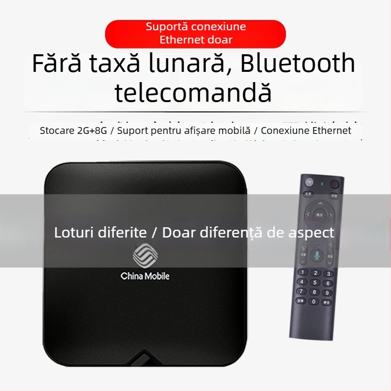 Box TV 4K cu Wi-Fi, slot TF, telecomandă Bluetooth, 16GB stocare