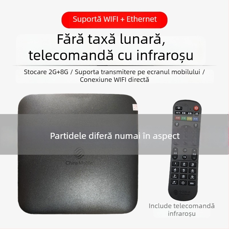 Box TV 4K cu Wi-Fi, slot TF, telecomandă Bluetooth, 16GB stocare