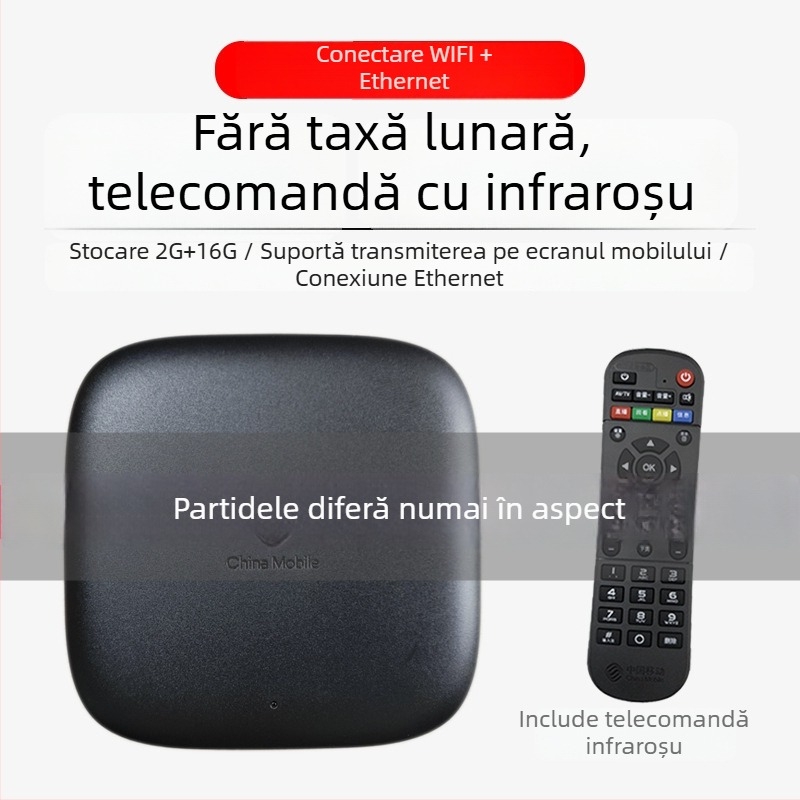 Box TV 4K cu Wi-Fi, slot TF, telecomandă Bluetooth, 16GB stocare