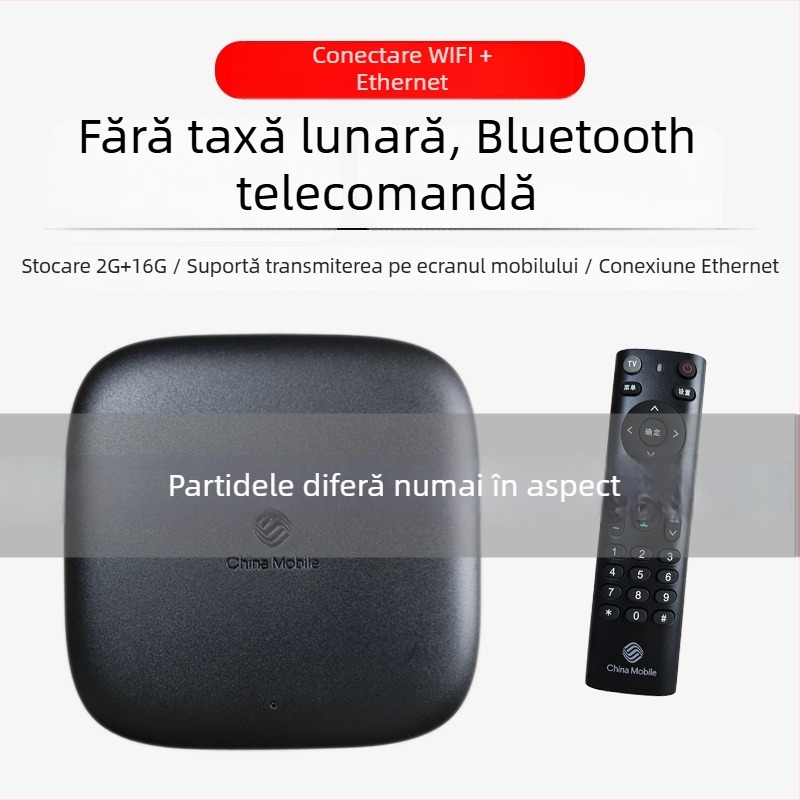 Box TV 4K cu Wi-Fi, slot TF, telecomandă Bluetooth, 16GB stocare